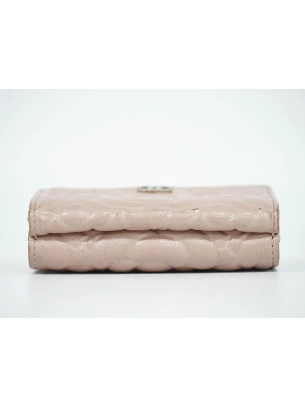Chanel Camellia CC Logo Trifold Folded Wallet Compact Leather Pink